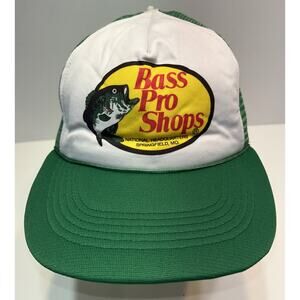 Bass Pro Shops Springfield MO Fishing Green Mesh Trucker Snapback Hat